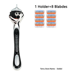 5 Layers Reusable Safety Razor Classic Shaving Stainless Steel Blades Set