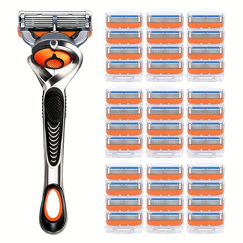 5 Layers Reusable Safety Razor Classic Shaving Stainless Steel Blades Set