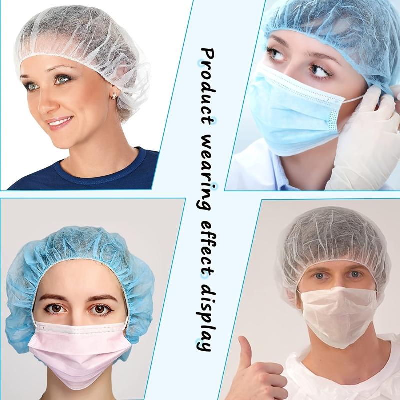 100pcs Disposable Caps 21 inch Hairnet Elastic Dust Cap Kitchen Head Cover