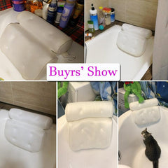 Non Slip Bath Pillow With Suction Cups Neck Back Support Headrest Pillow