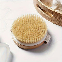 2pcs Boar Hair Bath Body Brush Natural Bristle Soft Scrubber
