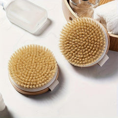 2pcs Boar Hair Bath Body Brush Natural Bristle Soft Scrubber
