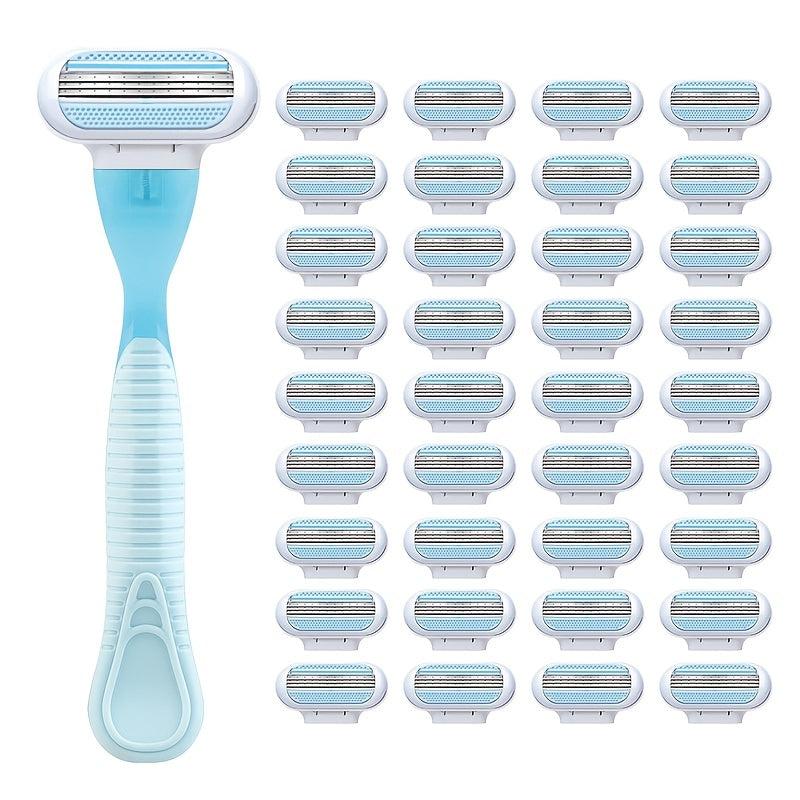 3-Layer Women's Shaving Set with Replaceable Blades & Lube Strip