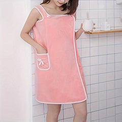 Coral Velvet Bath Wrap Robe Soft High Absorption Towel for Women