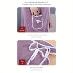 Coral Velvet Bath Wrap Robe Soft High Absorption Towel for Women
