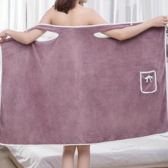 Coral Velvet Bath Wrap Robe Soft High Absorption Towel for Women