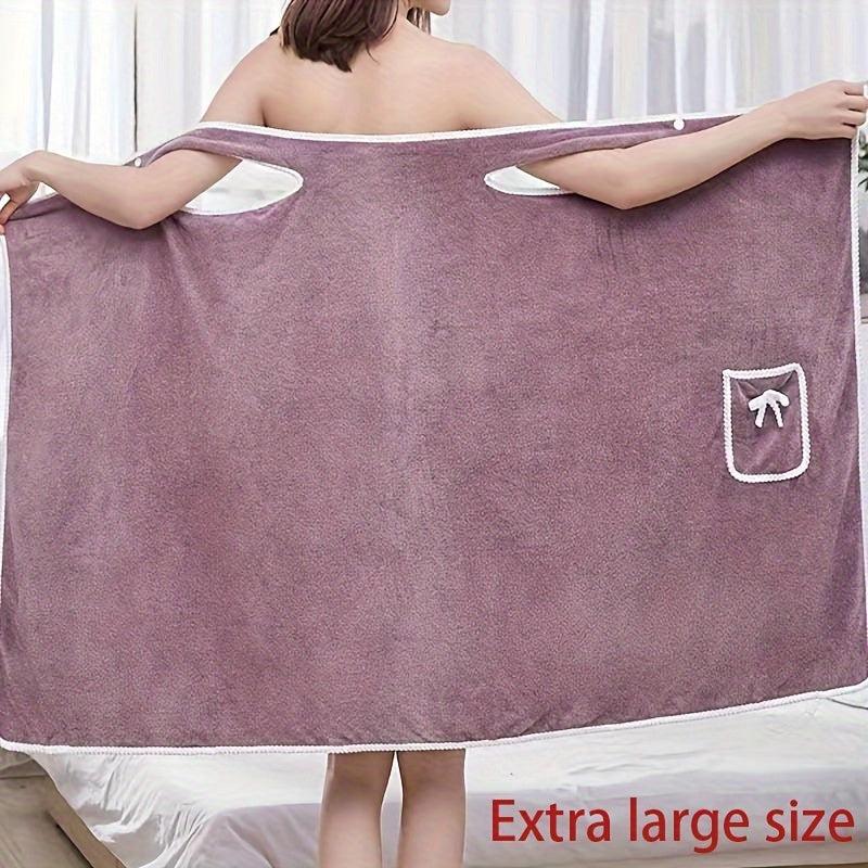 Coral Velvet Bath Wrap Robe Soft High Absorption Towel for Women