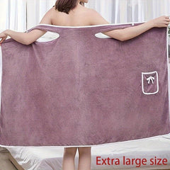 Coral Velvet Bath Wrap Robe Soft High Absorption Towel for Women