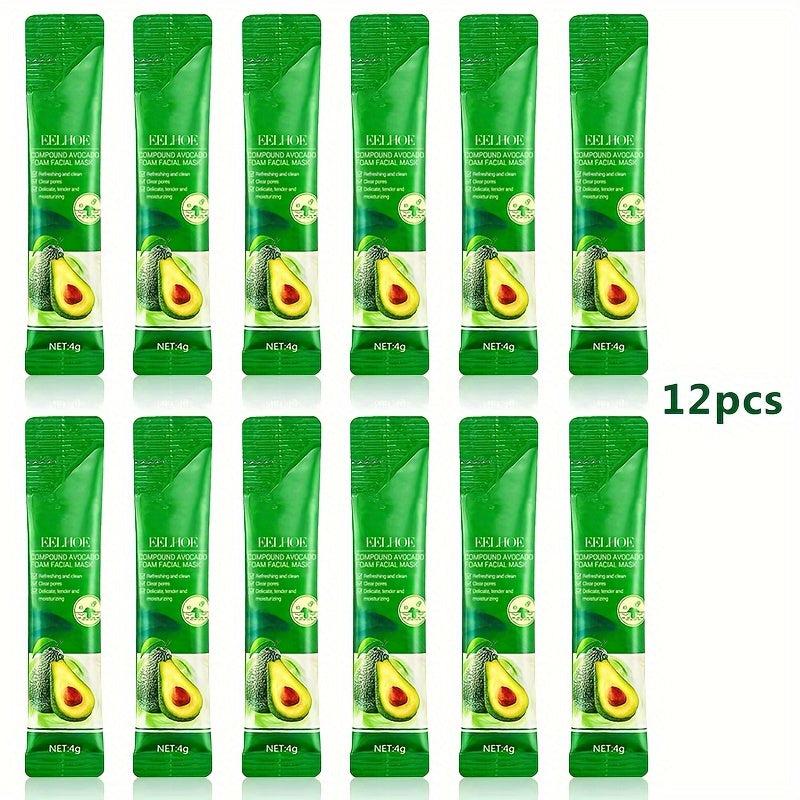 12pcs Avocado Facial Mask for Deep Cleansing Pores and Rejuvenation