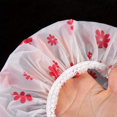 Waterproof Shower Cap with Lace Enlarged Design