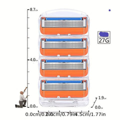 8 Pcs 5-layer Blade Manual Razor Shaving Razor Blade Refills