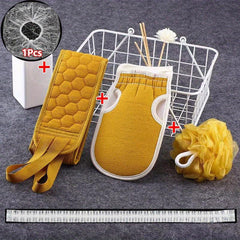 4pc Bath Exfoliating Set Loofah Sponge Bath Glove Towel Back Scrubber