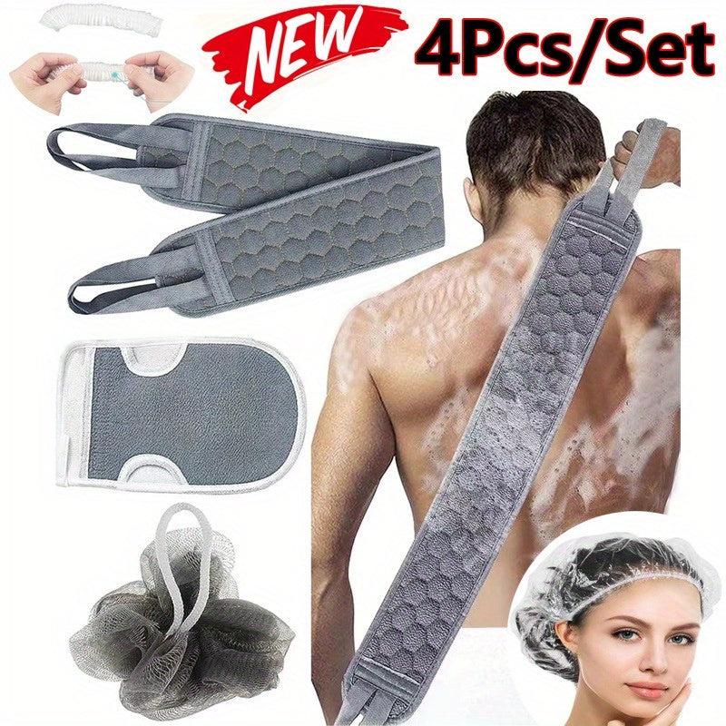 4pc Bath Exfoliating Set Loofah Sponge Bath Glove Towel Back Scrubber