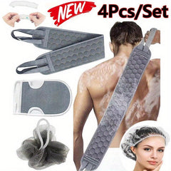 4pc Bath Exfoliating Set Loofah Sponge Bath Glove Towel Back Scrubber