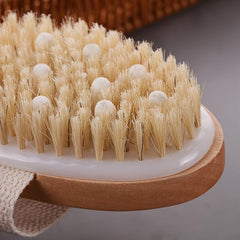 Wooden Handle Bath Shower Brush with Soft Natural Bristles