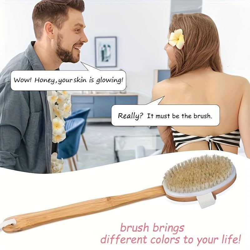 Wooden Handle Bath Shower Brush with Soft Natural Bristles