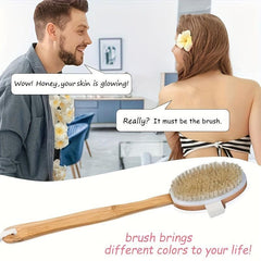 Wooden Handle Bath Shower Brush with Soft Natural Bristles