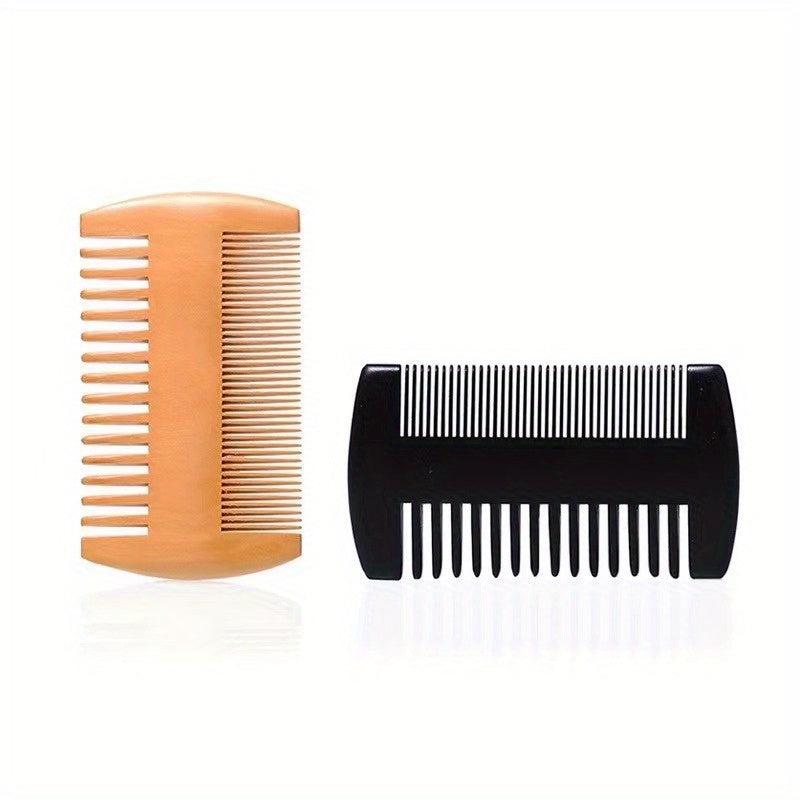 2pcs Beard Comb Double Sided Wooden Hair Comb Styling Beard Portable