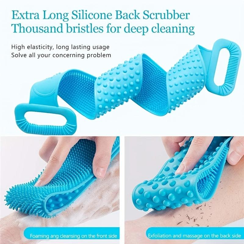 Silicone Back Scrubber Shower Exfoliating Bath Body Brush Back Washer Massage