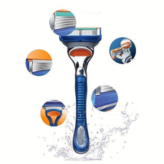 5-Layer Blades Razor For Men With Lubrication & Trimmer