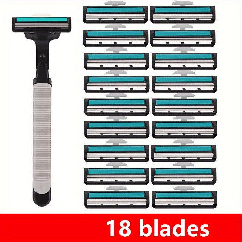 Classic Safety Manual Razor Handle with 30 Refills Washable Beard Shaver for Men