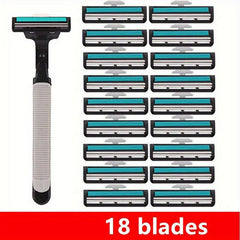 Classic Safety Manual Razor Handle with 30 Refills Washable Beard Shaver for Men