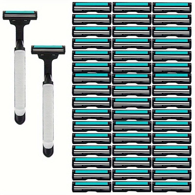 Classic Safety Manual Razor Handle with 30 Refills Washable Beard Shaver for Men