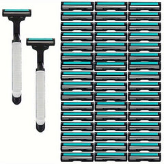 Classic Safety Manual Razor Handle with 30 Refills Washable Beard Shaver for Men