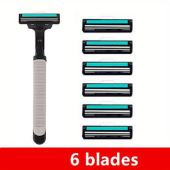 Classic Safety Manual Razor Handle with 30 Refills Washable Beard Shaver for Men