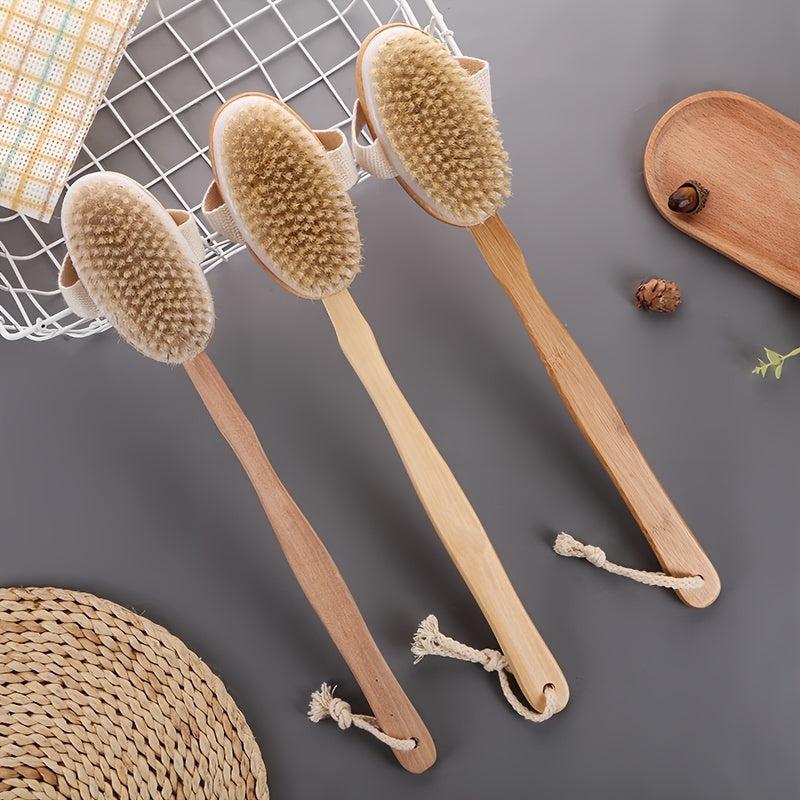 Wooden Back Scrubber Long Handle Bath Sponge Soft Mesh Body Bath Brush