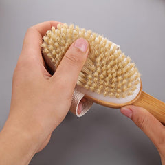 Wooden Back Scrubber Long Handle Bath Sponge Soft Mesh Body Bath Brush