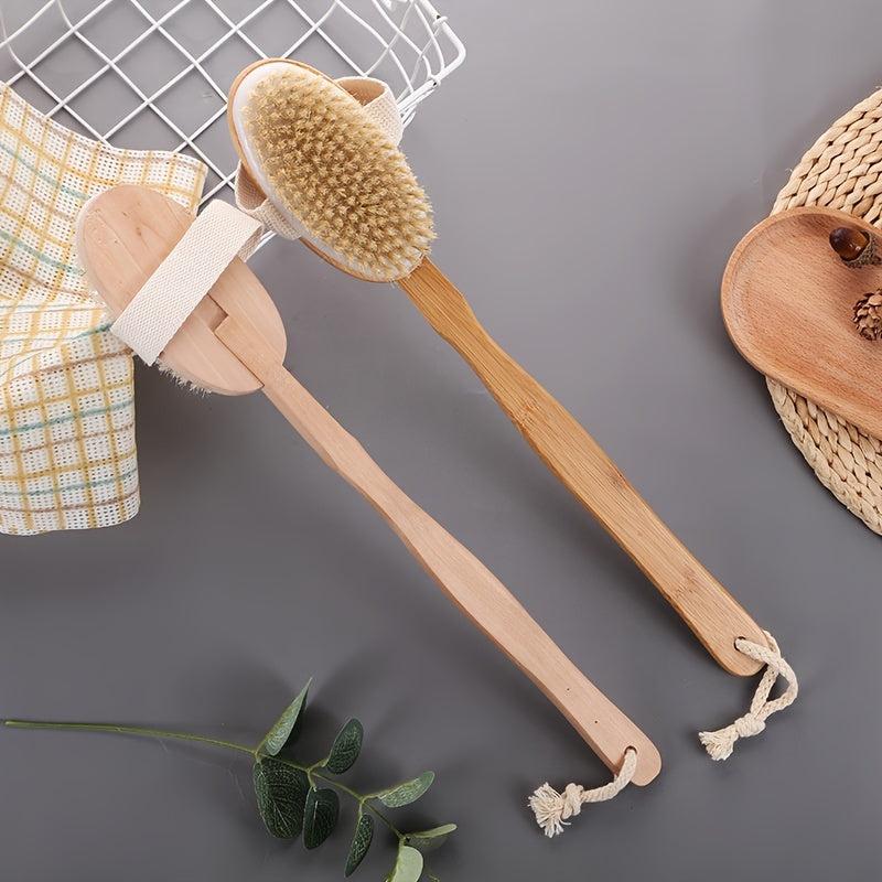 Wooden Back Scrubber Long Handle Bath Sponge Soft Mesh Body Bath Brush