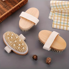 Natural Bristle Brush Soft Wet Dry Skin Body SPA Bath Massager