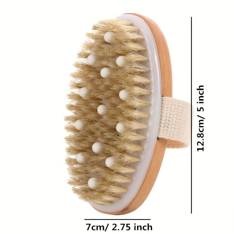 Natural Bristle Brush Soft Wet Dry Skin Body SPA Bath Massager