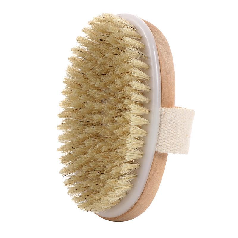 Natural Bristle Brush Soft Wet Dry Skin Body SPA Bath Massager