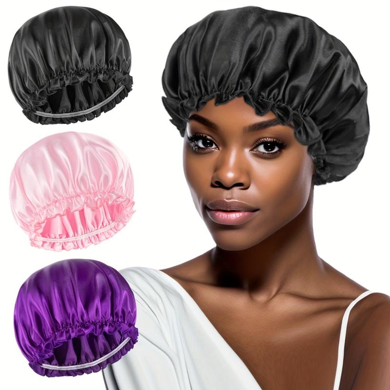 3pcs Satin Bonnet Silk Hair Bonnet for Sleeping