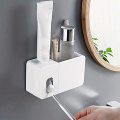 Automatic Toothpaste Squeezer & Toothbrush Rack Bathroom Storage Holder