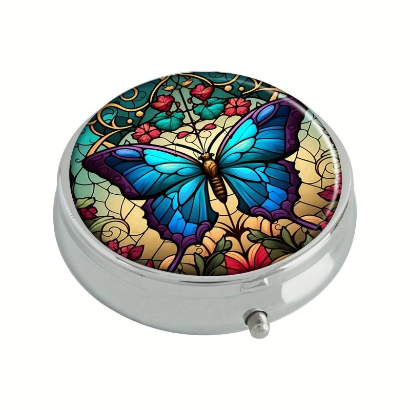 Fox And Flowers Pill Box 3-Compartment Medicine Case Portable Tablet Holder