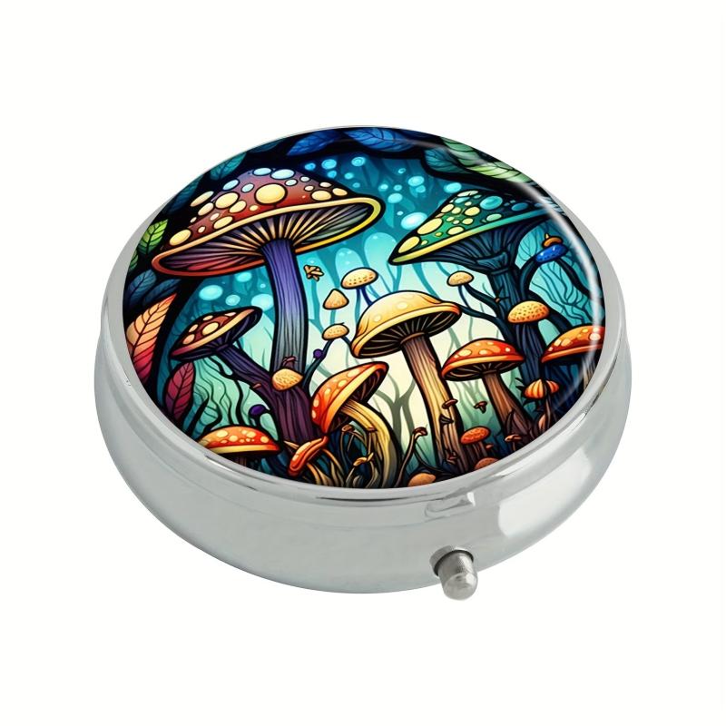 Fox And Flowers Pill Box 3-Compartment Medicine Case Portable Tablet Holder