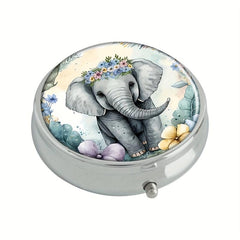 Fox And Flowers Pill Box 3-Compartment Medicine Case Portable Tablet Holder