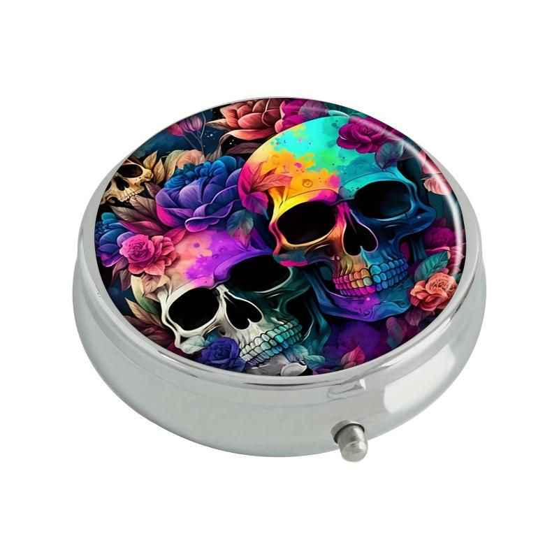 Fox And Flowers Pill Box 3-Compartment Medicine Case Portable Tablet Holder