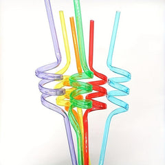 8pcs Creative Screw Straws Reusable Polypropylene Straws for Cold Drinks