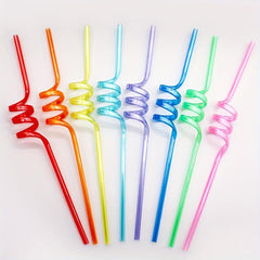 8pcs Creative Screw Straws Reusable Polypropylene Straws for Cold Drinks