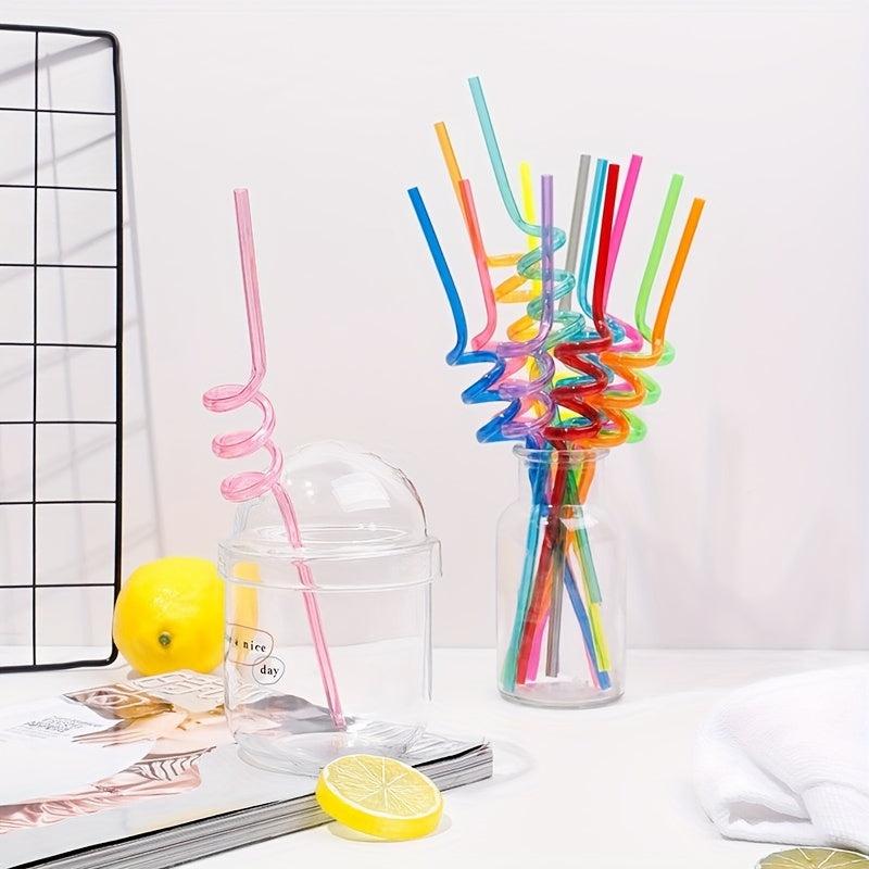 8pcs Creative Screw Straws Reusable Polypropylene Straws for Cold Drinks