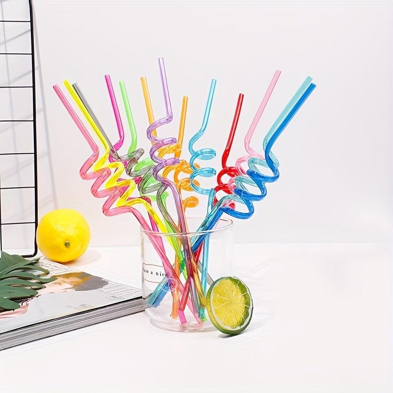 8pcs Creative Screw Straws Reusable Polypropylene Straws for Cold Drinks