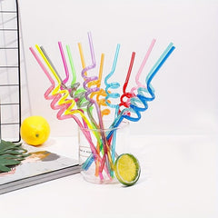 8pcs Creative Screw Straws Reusable Polypropylene Straws for Cold Drinks