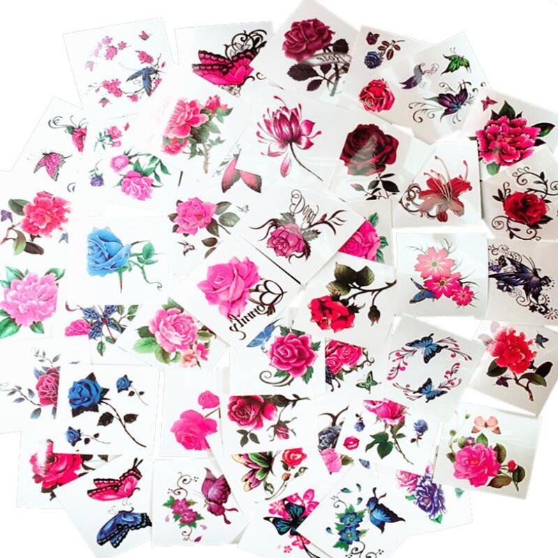 52pcs Flower & Butterfly Temporary Tattoo Stickers Waterproof Body Art