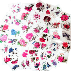 52pcs Flower & Butterfly Temporary Tattoo Stickers Waterproof Body Art