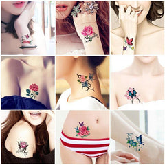 52pcs Flower & Butterfly Temporary Tattoo Stickers Waterproof Body Art