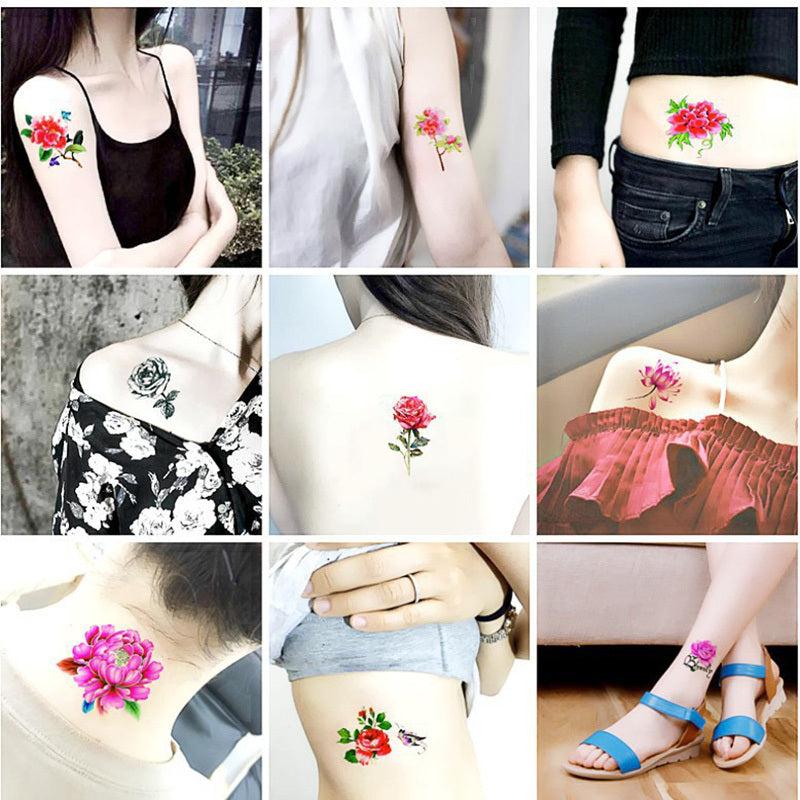 52pcs Flower & Butterfly Temporary Tattoo Stickers Waterproof Body Art